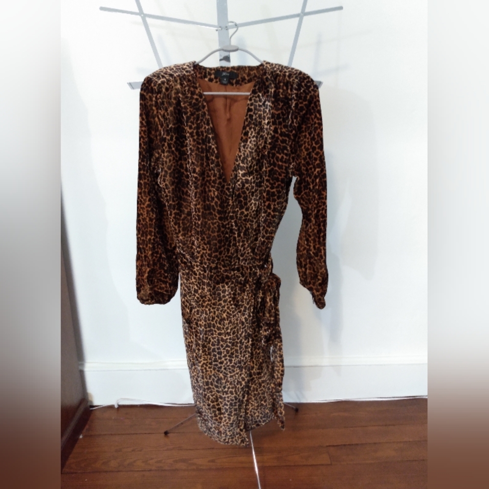 J. Crew Velvet Leopard Print Wrap Dress